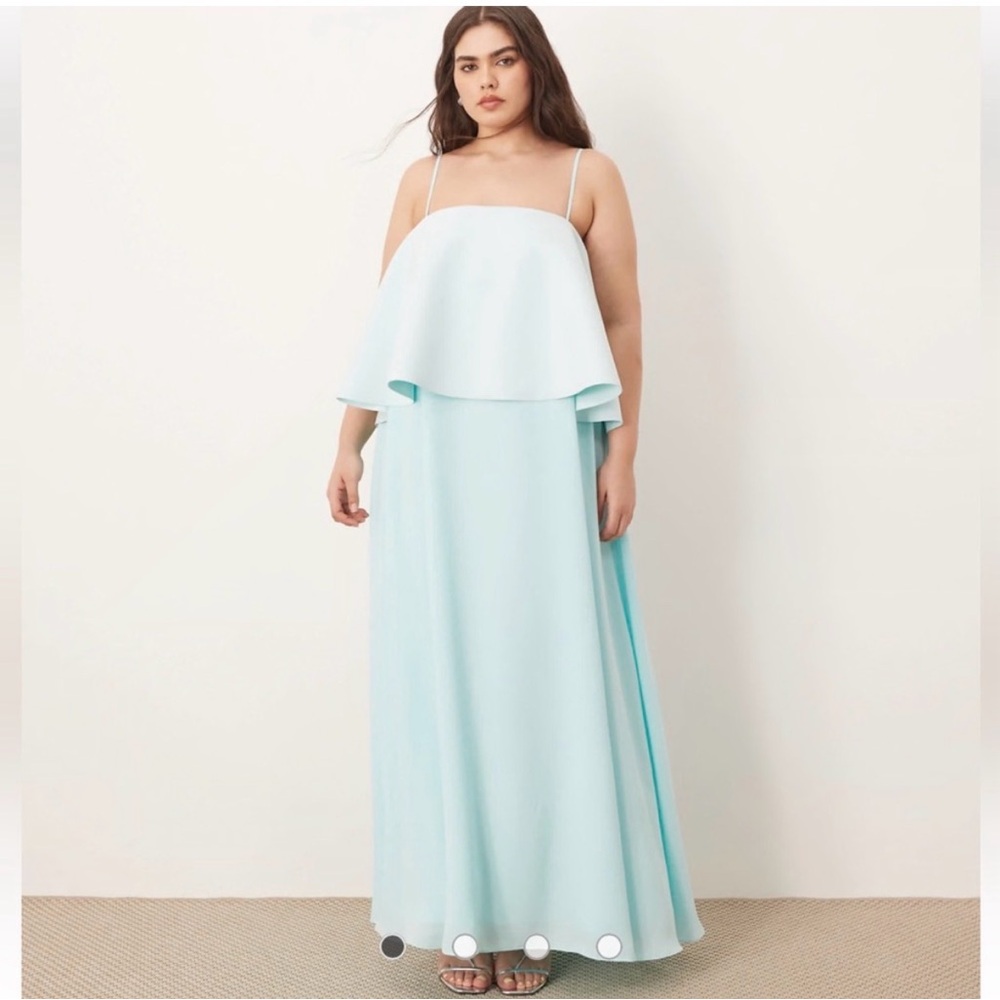 ARRANGE Curve strappy layered volume maxi dress in light blue